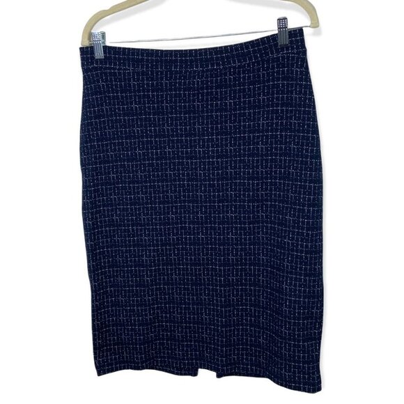 Anthropologie Maeve Printed Pencil Skirt Size Medium Stretch Blue Career Midi M - Picture 2 of 8